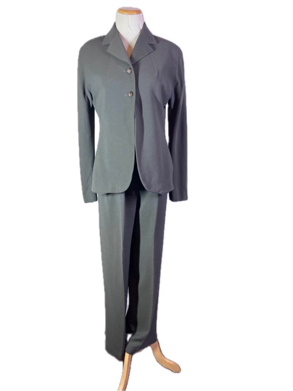 Vintage Sara Sturgeon Size 3 Grey Suit Jacket Pants Set 28" Waist